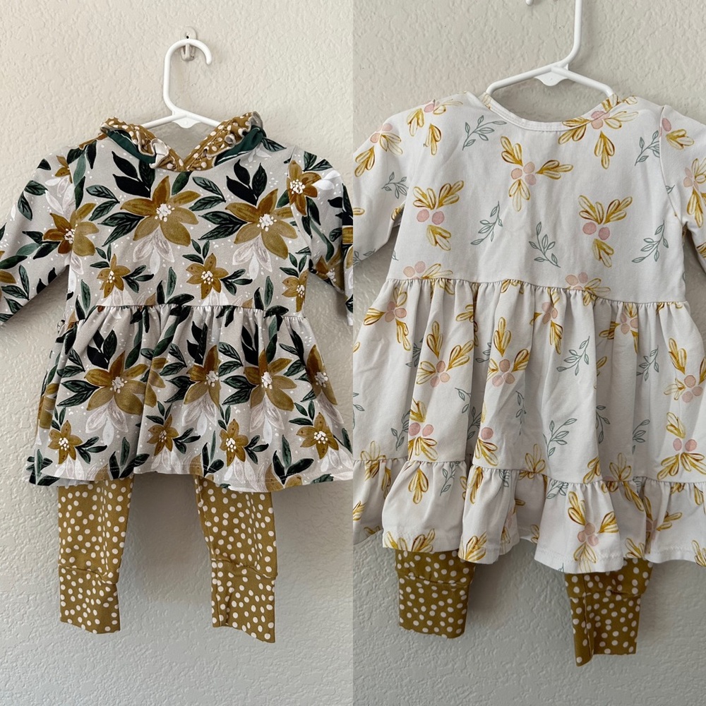 Made By Molly 3T three piece set (two peplums & one legging)